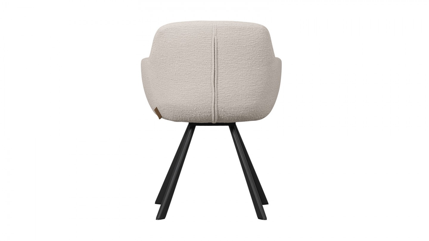 Fauteuil de table en tissu bouclé écru - Juno