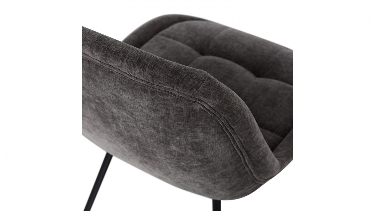 Chaise de salle à manger en velours gris - Crate