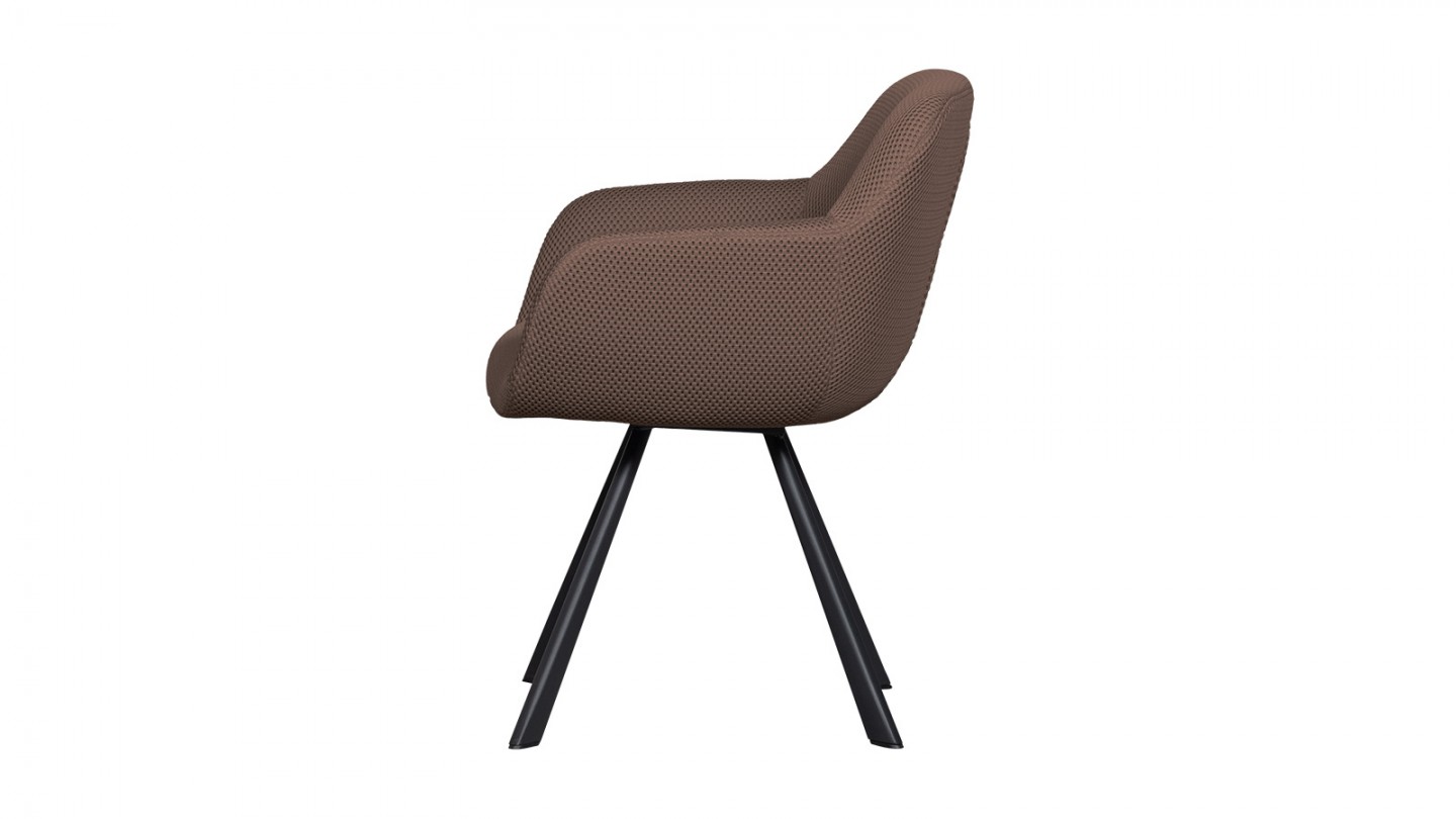 Fauteuil de table en tissu résille marron - Juno