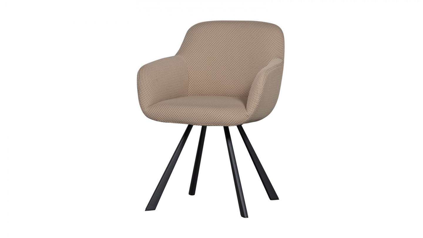 Fauteuil de table en tissu résille beige - Juno