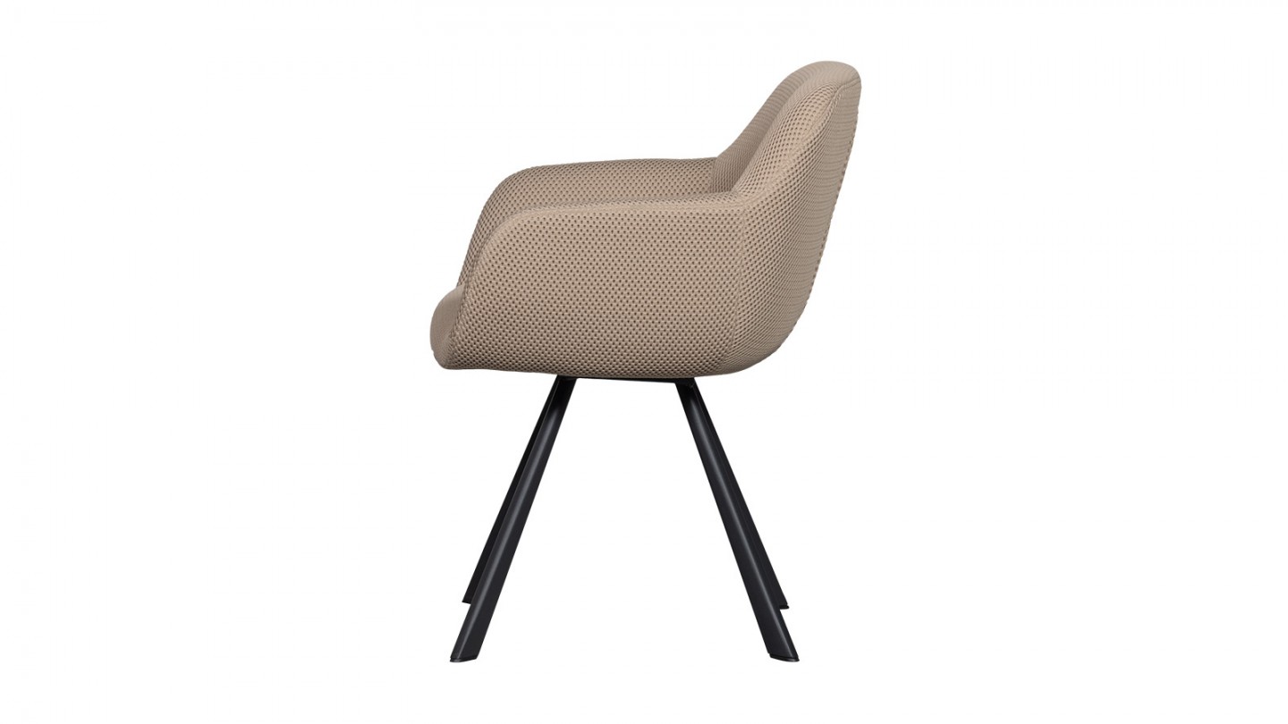 Fauteuil de table en tissu résille beige - Juno