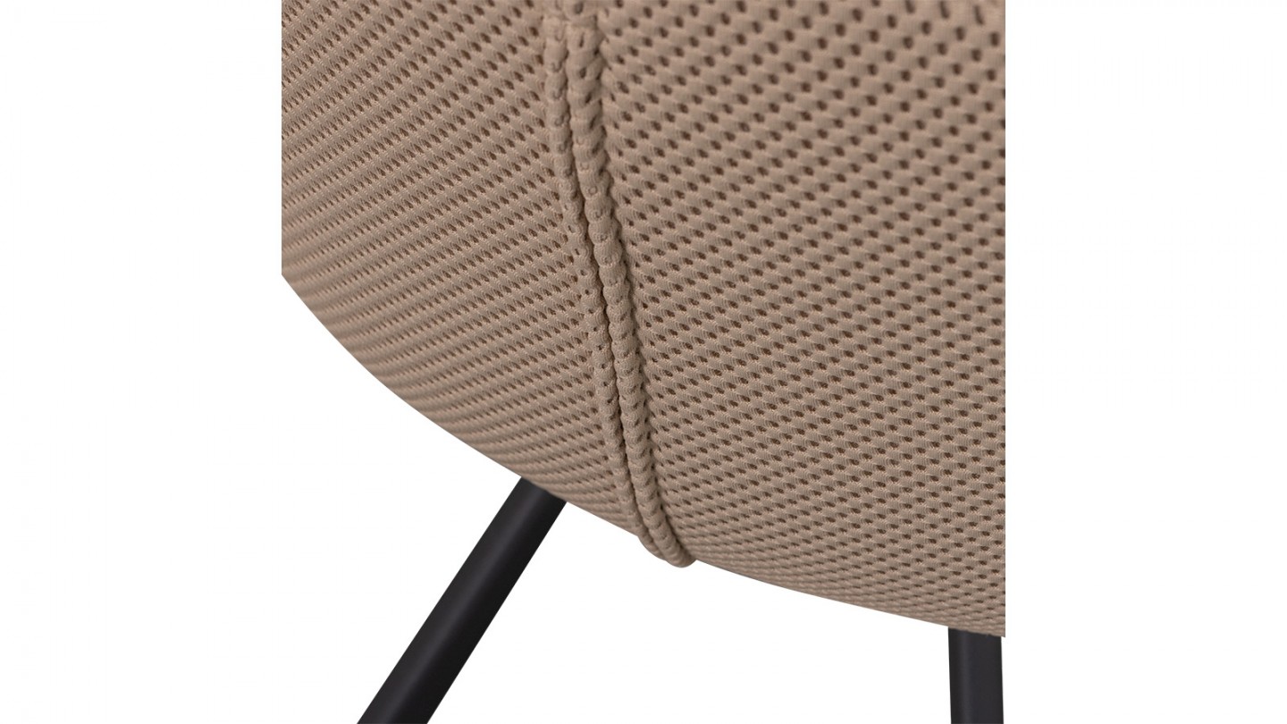 Fauteuil de table en tissu résille beige - Juno