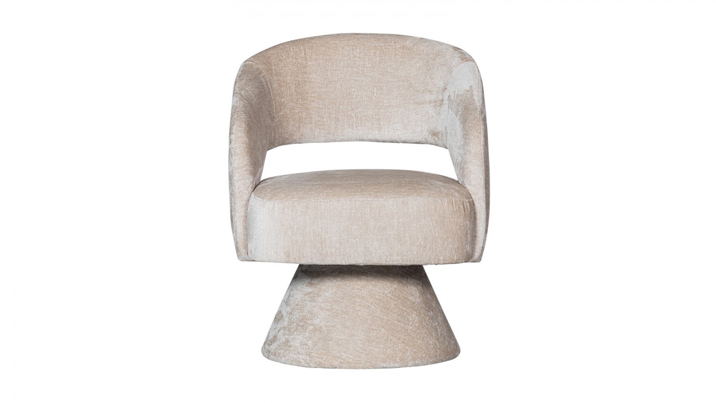 Fauteuil pivotant en tissu chenille beige - Ebba