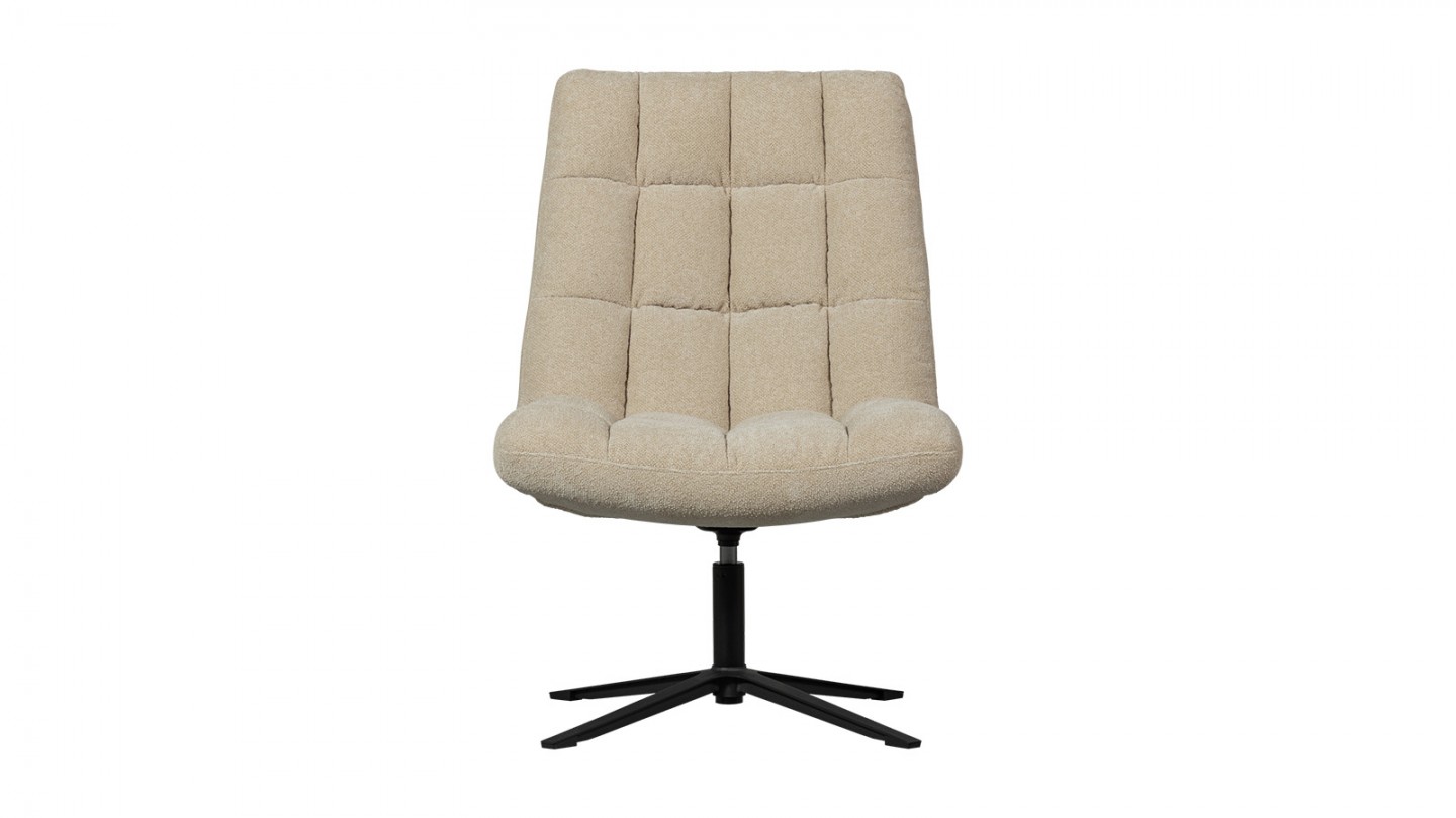 Fauteuil pivotant en tissu bouclé beige - Job