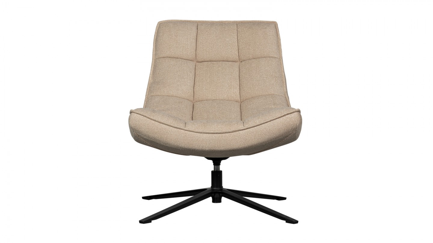 Fauteuil pivotant en tissu beige - Maudi