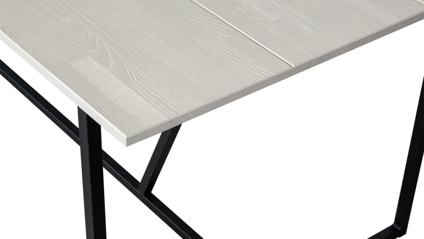 Table à manger rectangulaire 6/8 personnes en bois brossé gris clair FSC 220 cm - Silas