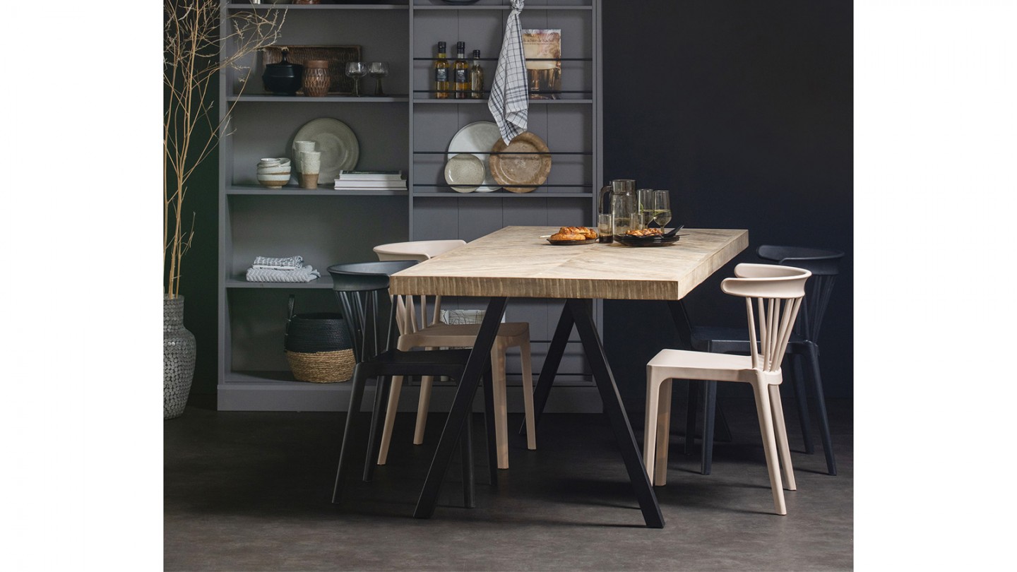 Table à manger en bois motifs à chevrons 200 cm - Tablo