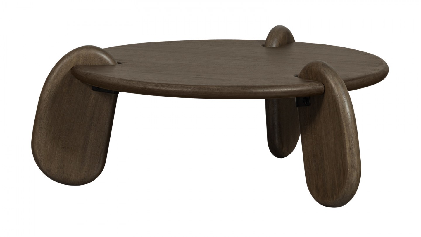 Table basse organique ronde en bois de manguier 100 cm - Imbue