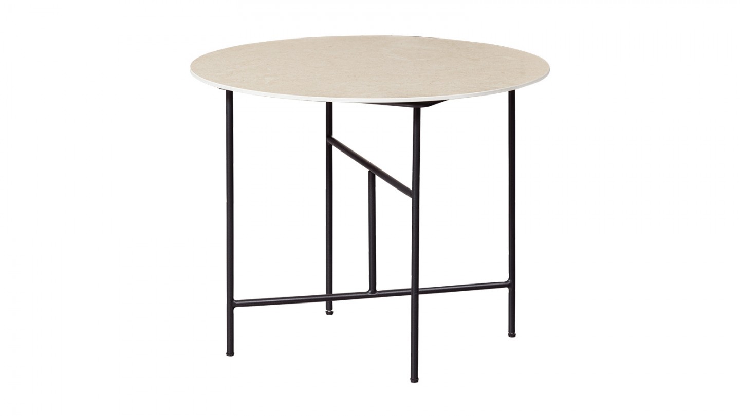 Table basse ronde en marbre beige 60 cm - Vida