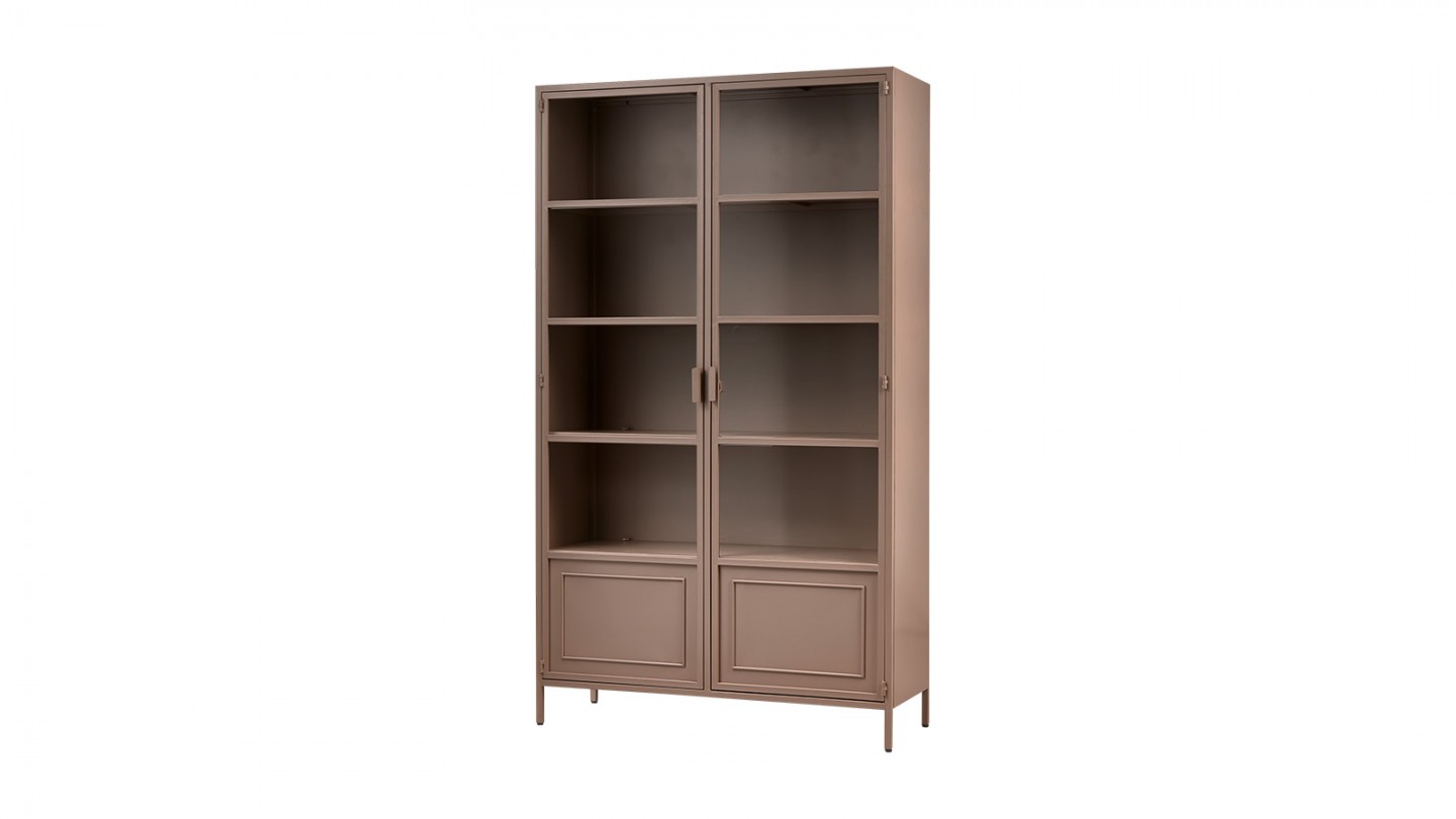 Vaisselier 2 portes en métal marron poudré 110 cm - Ronja