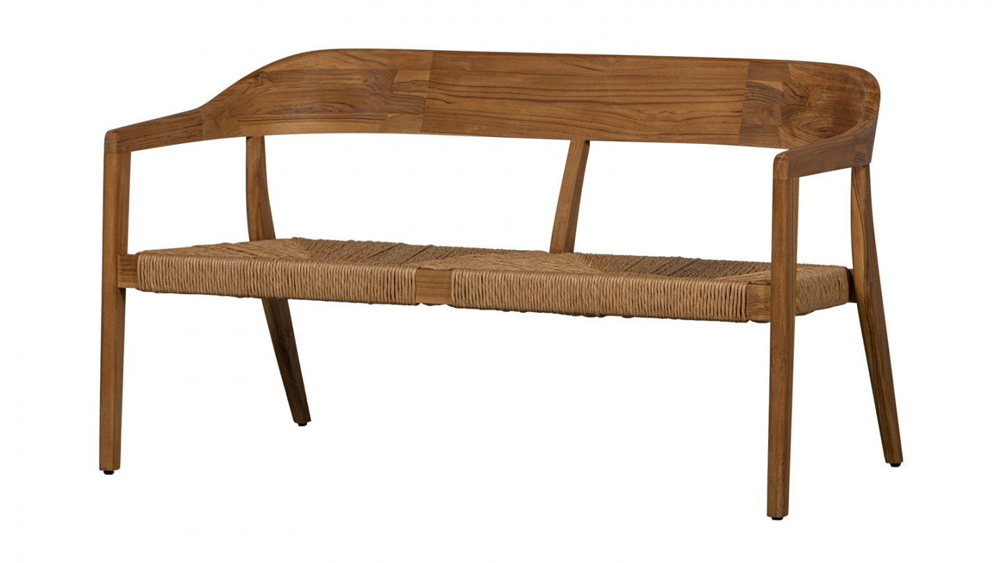 Banc de jardin en osier et teck 131 cm - Chena