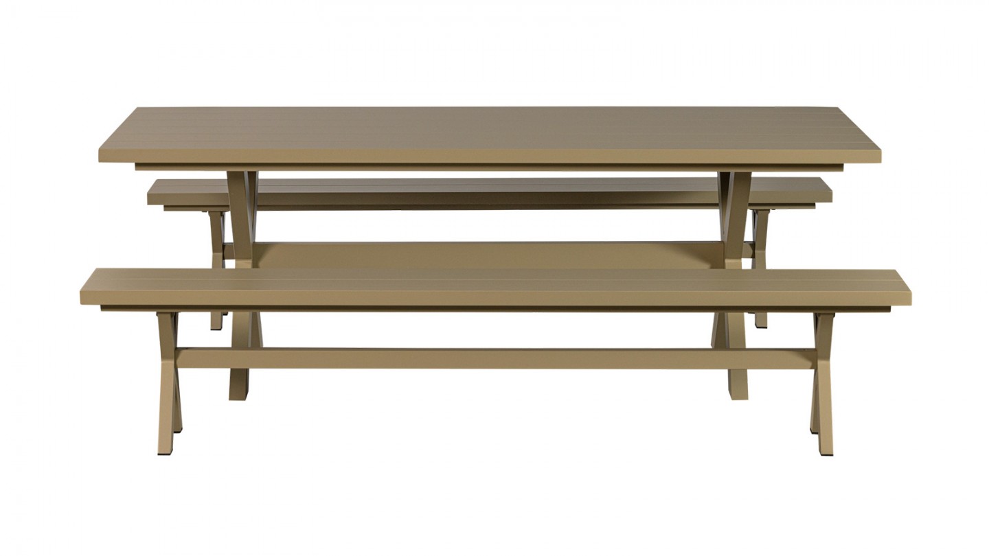 Banc de jardin en aluminium couleur vert/gris 220 cm - Delta