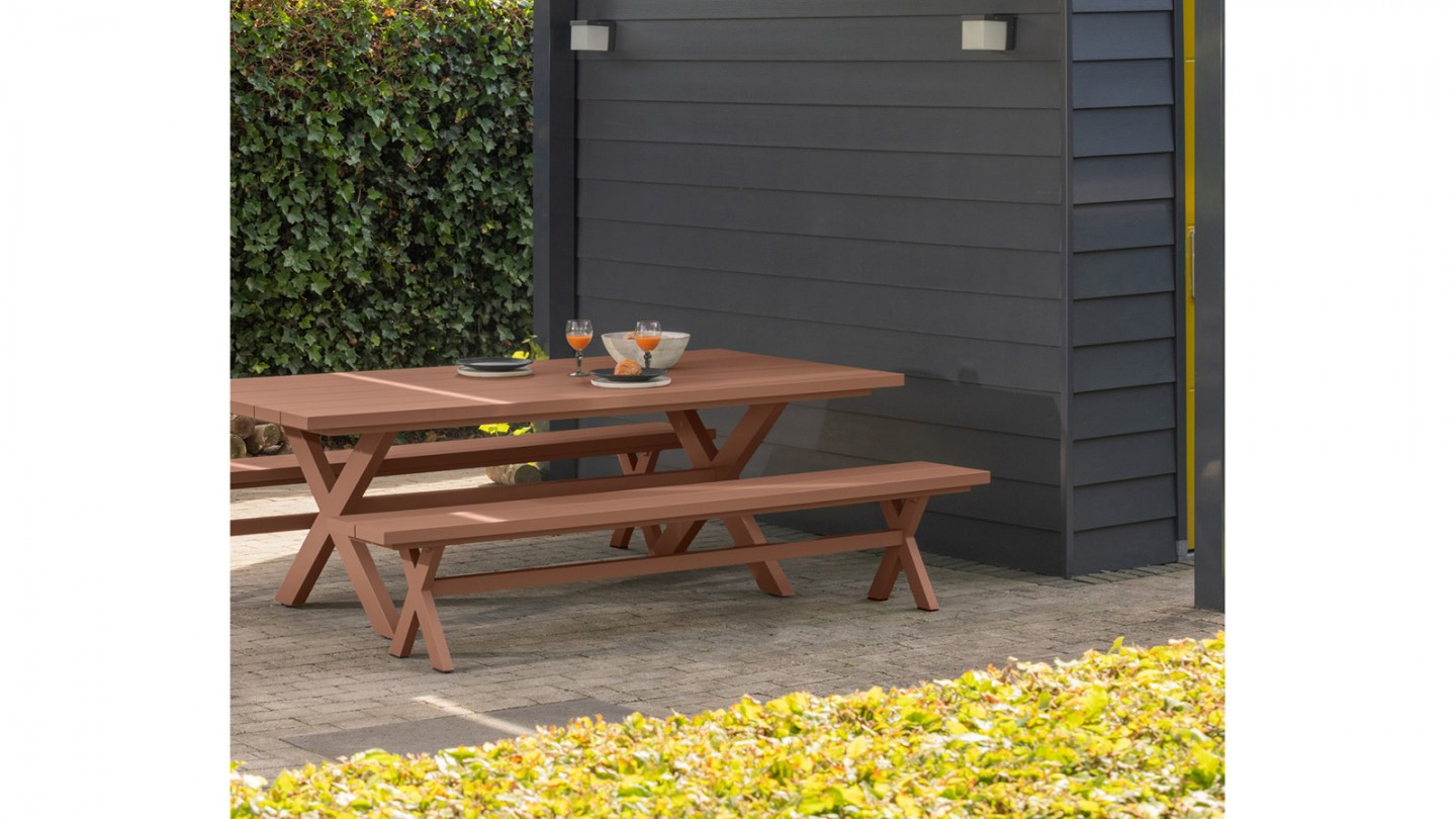 Table de jardin en aluminium terracotta 220 cm - Delta