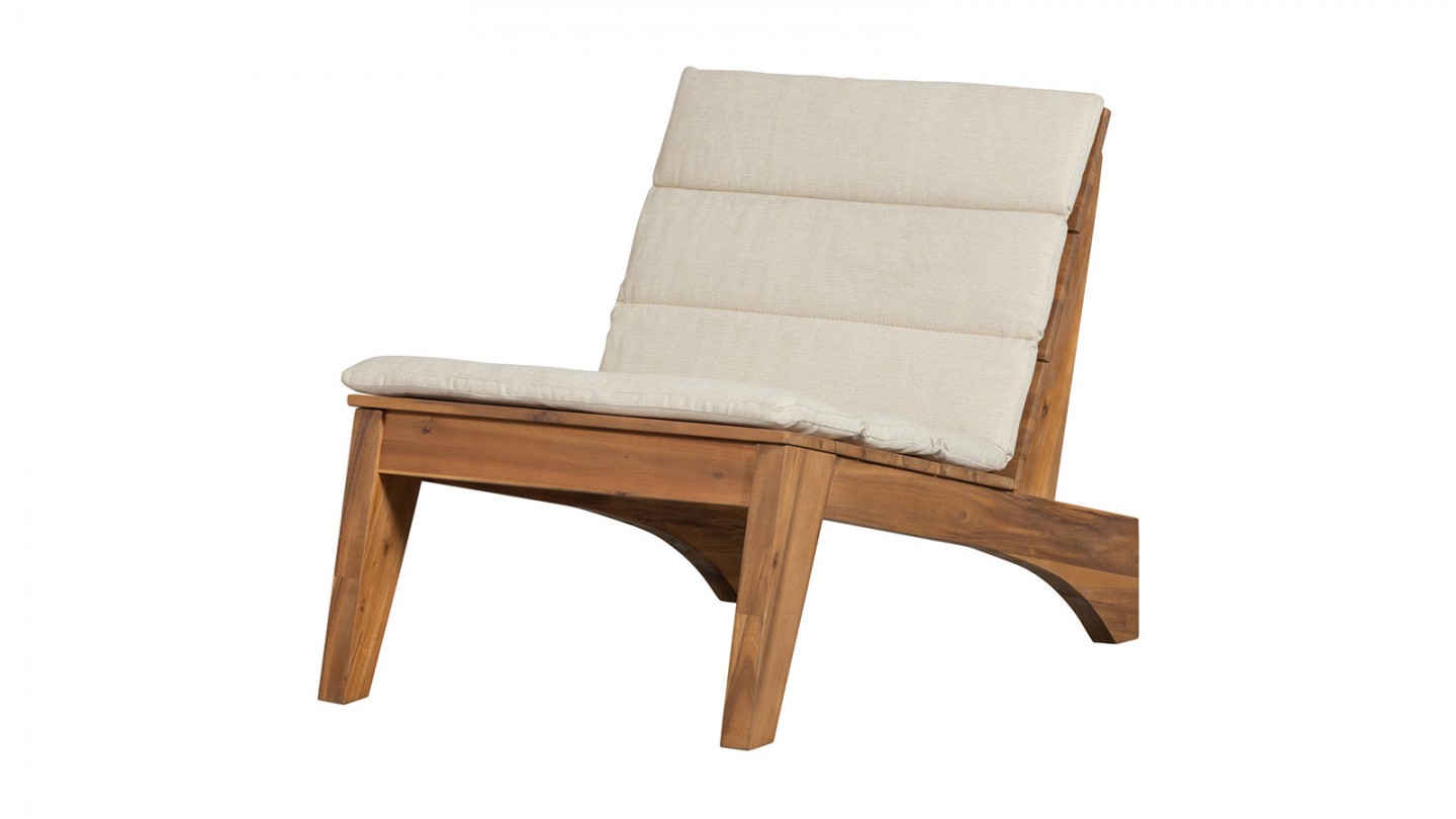 Fauteuil de jardin en bois et coussins écrus - Kenai