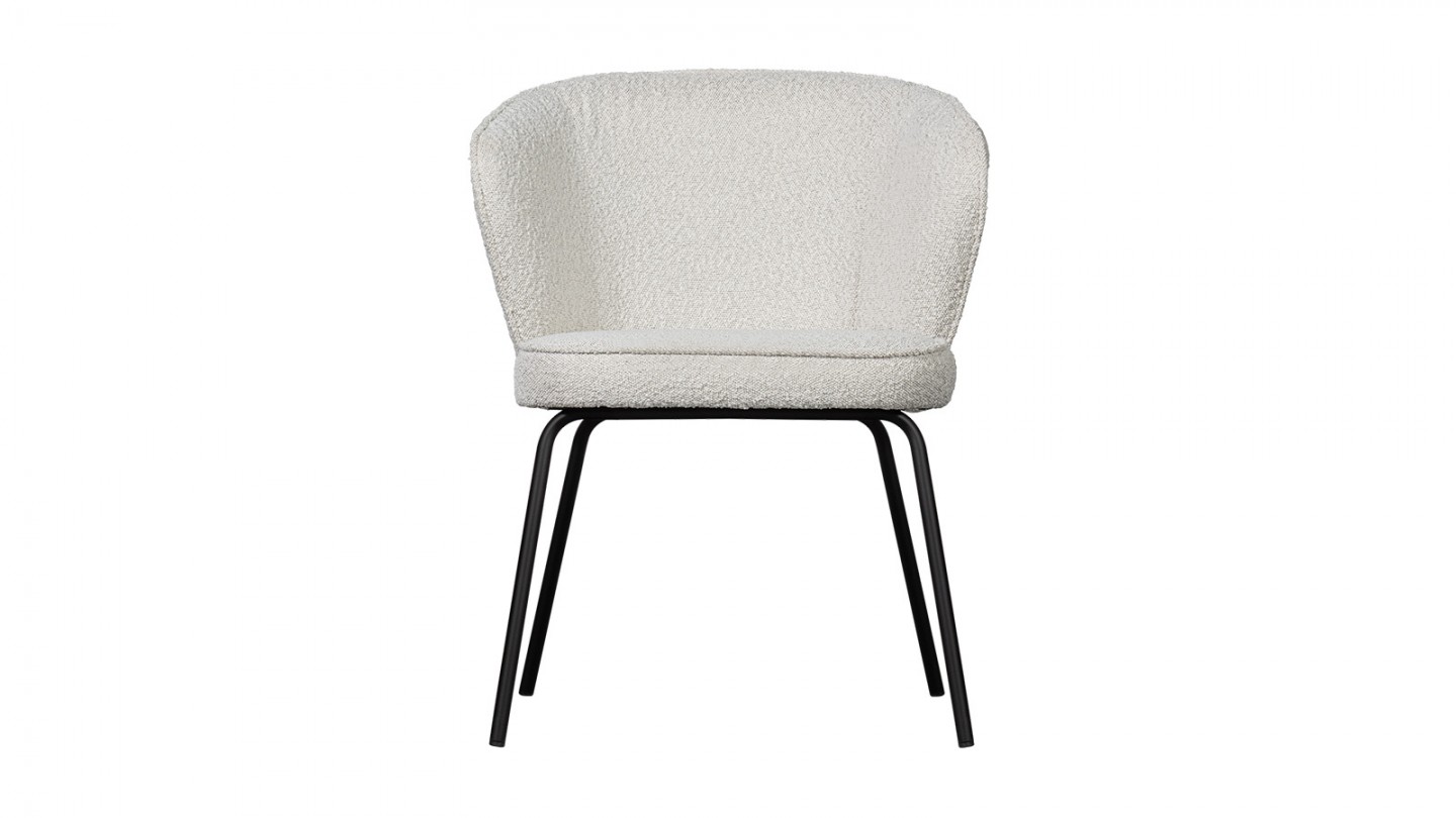 Fauteuil de table en tissu bouclé gris - Juno