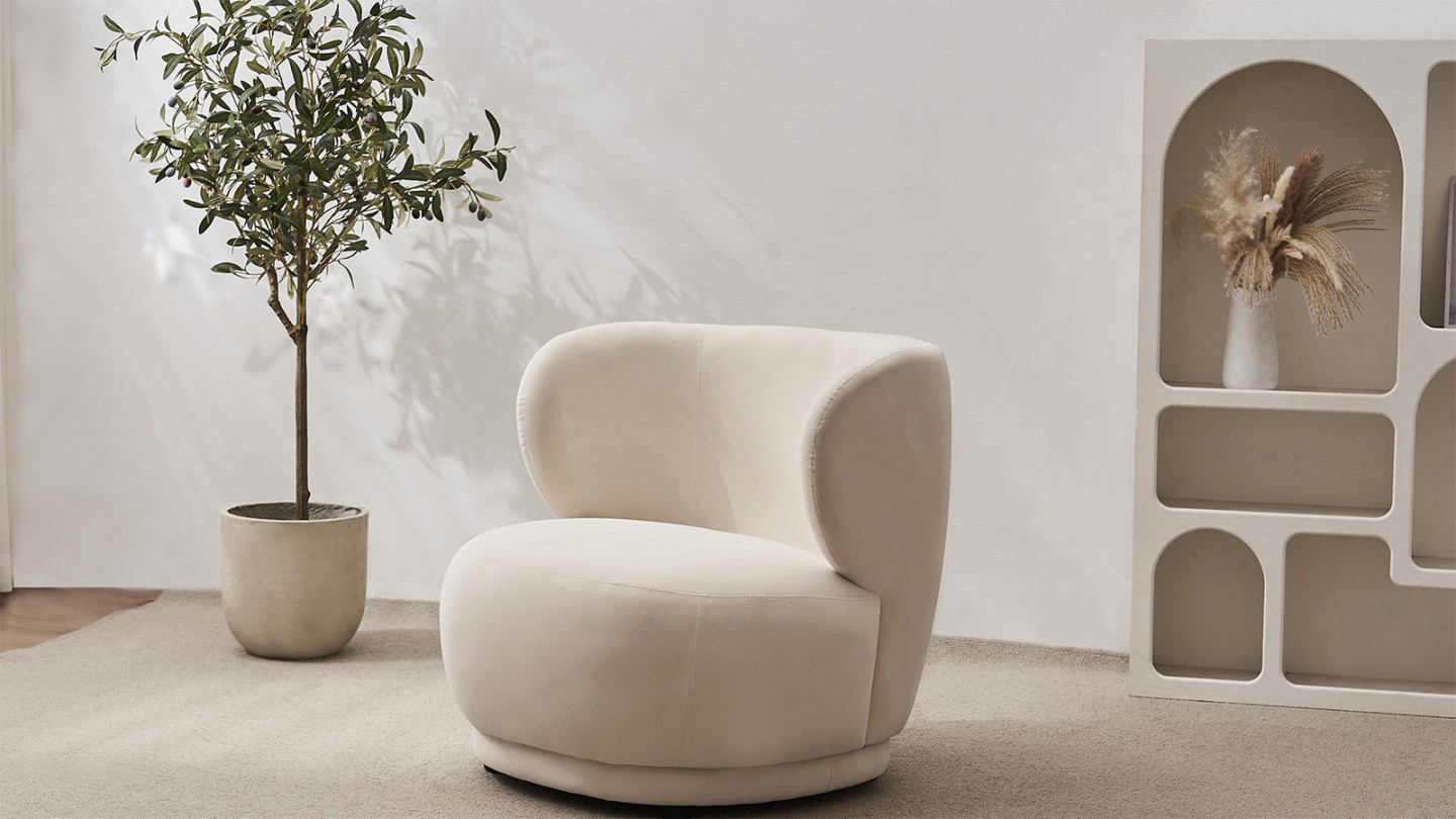 Fauteuil en velours beige - Ester