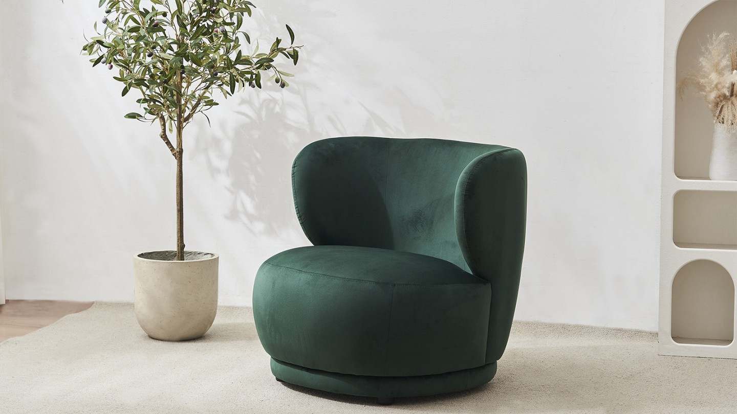 Fauteuil en velours vert - Ester