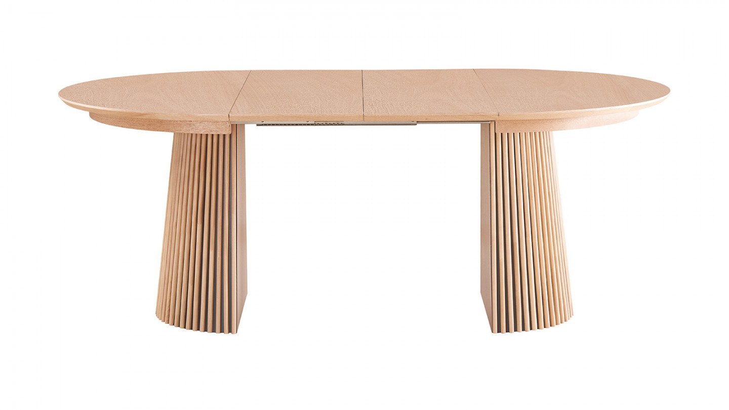 Table à manger ronde extensible en bois 4 à 8 personnes - 120/200 cm - Ada