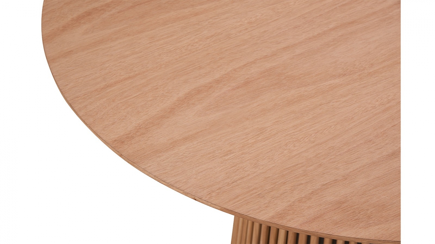 Table à Manger Ronde Extensible 120/200 Cm - Plateau Céramique Effet Marbre, Bois Clair, Pour 6 à 8 Personnes - Modèle Ada