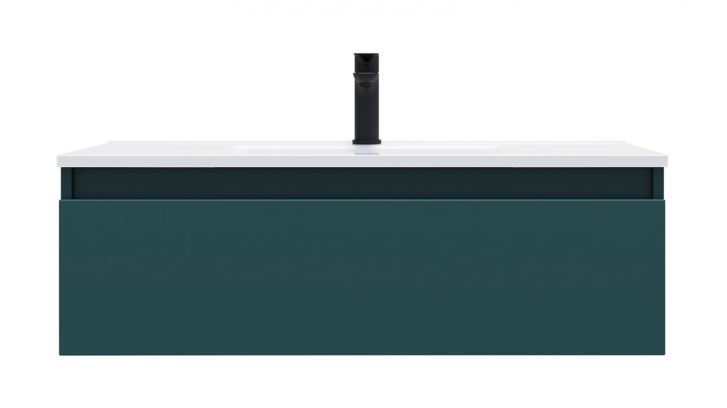 Meuble de salle de bain suspendu vasque intégrée 90cm 1 tiroir Bleu - Rivage