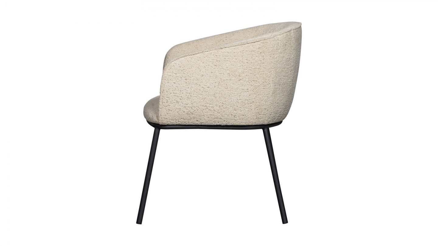 Chaise de salle à manger en tissu bouclé beige - Leon