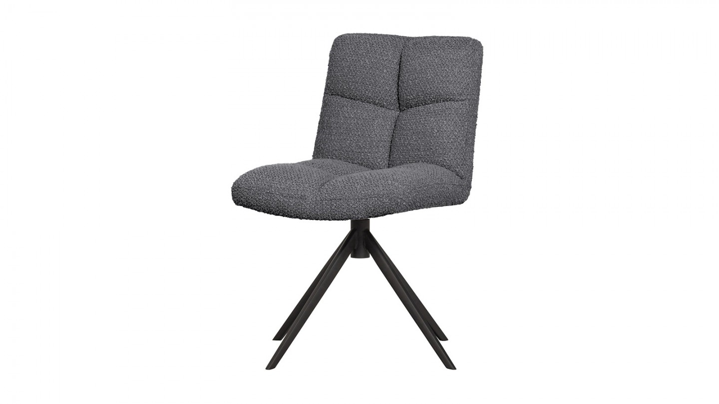 Chaise pivotante en tissu bouclé anthracite - Vinny