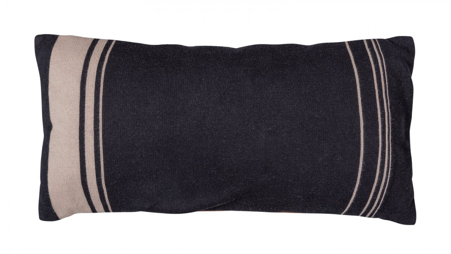 Coussin en coton noir/brique 30x60 cm - Alba