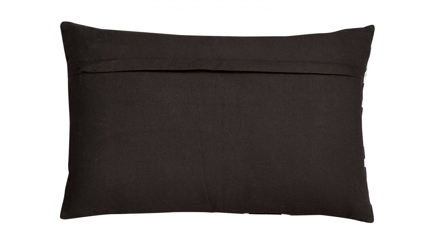 Coussin avec quilt velours dessin blanc/noir 40x60 cm - Anwar