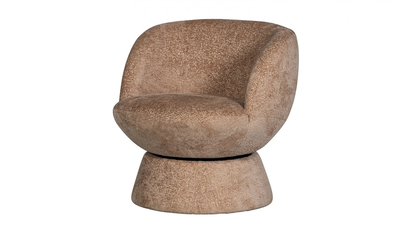 Fauteuil pivotant en tissu chenille beige - Shuffle