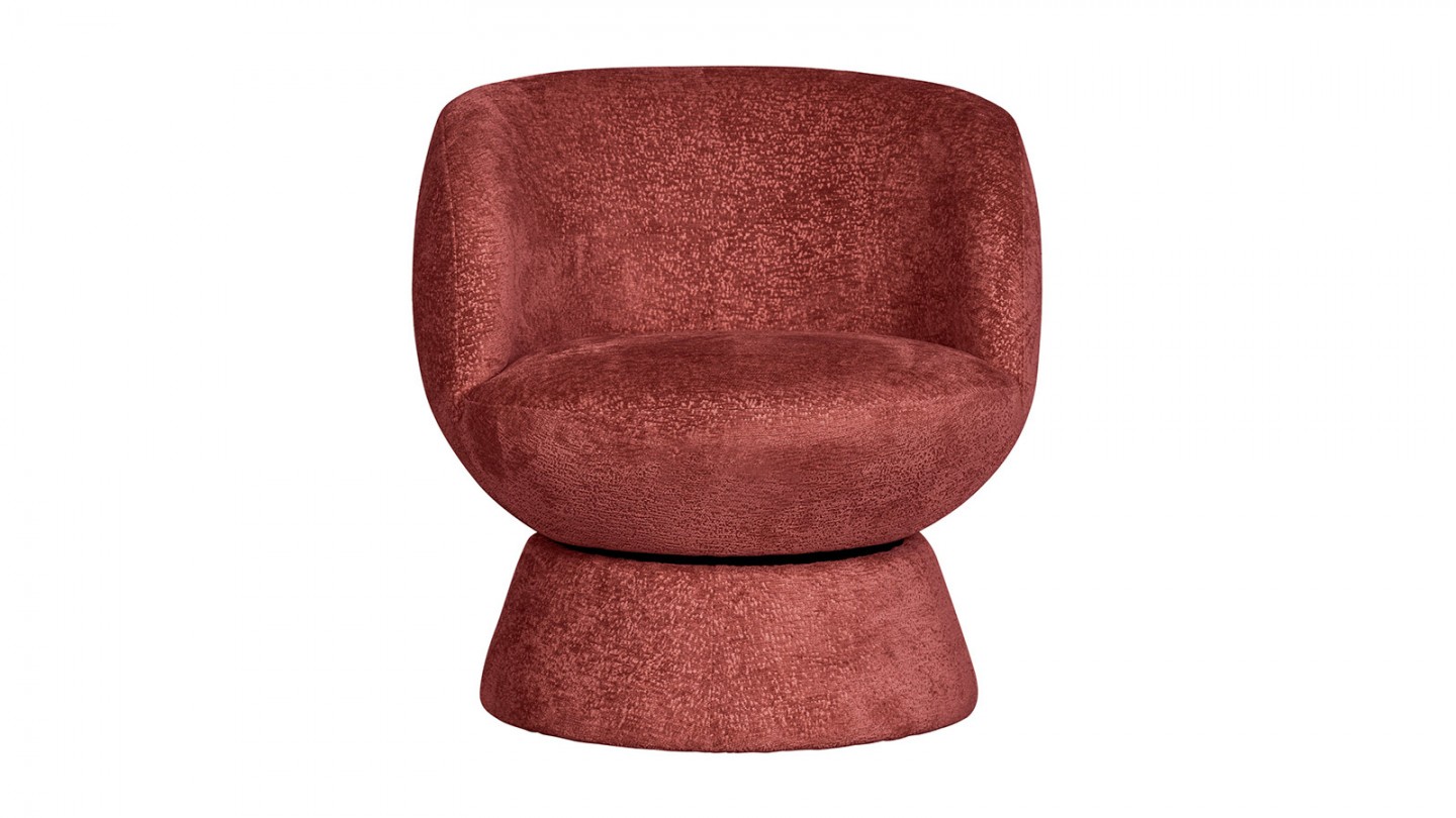 Fauteuil pivotant en tissu chenille rouille - Shuffle