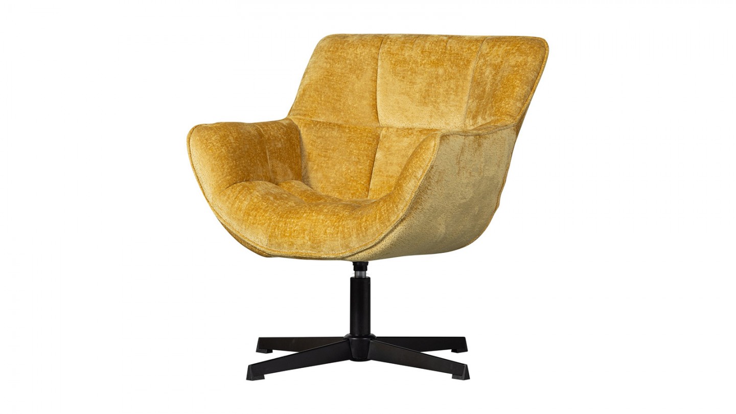 Fauteuil pivotant en tissu chenille jaune - Wibo