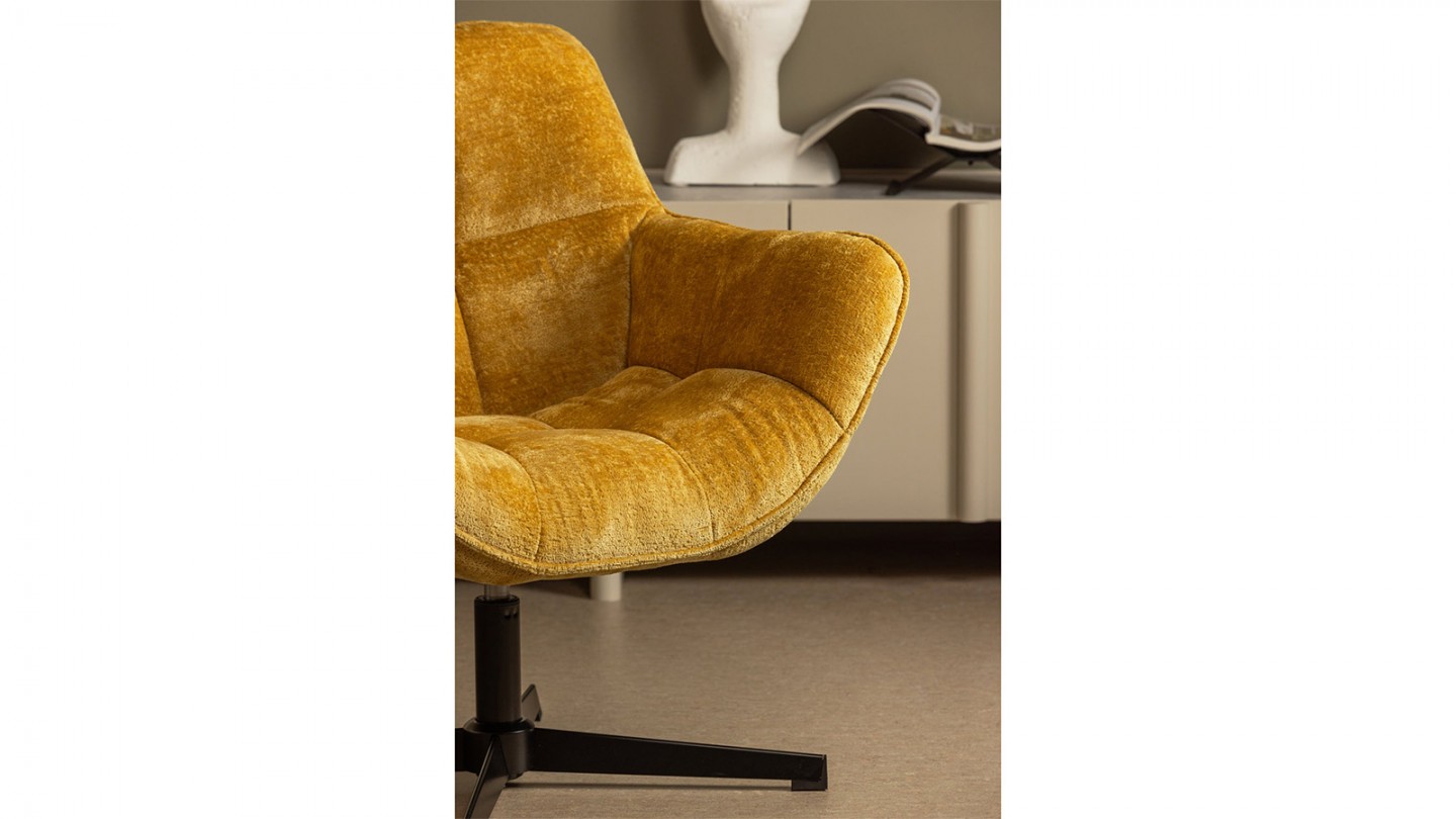 Fauteuil pivotant en tissu chenille jaune - Wibo