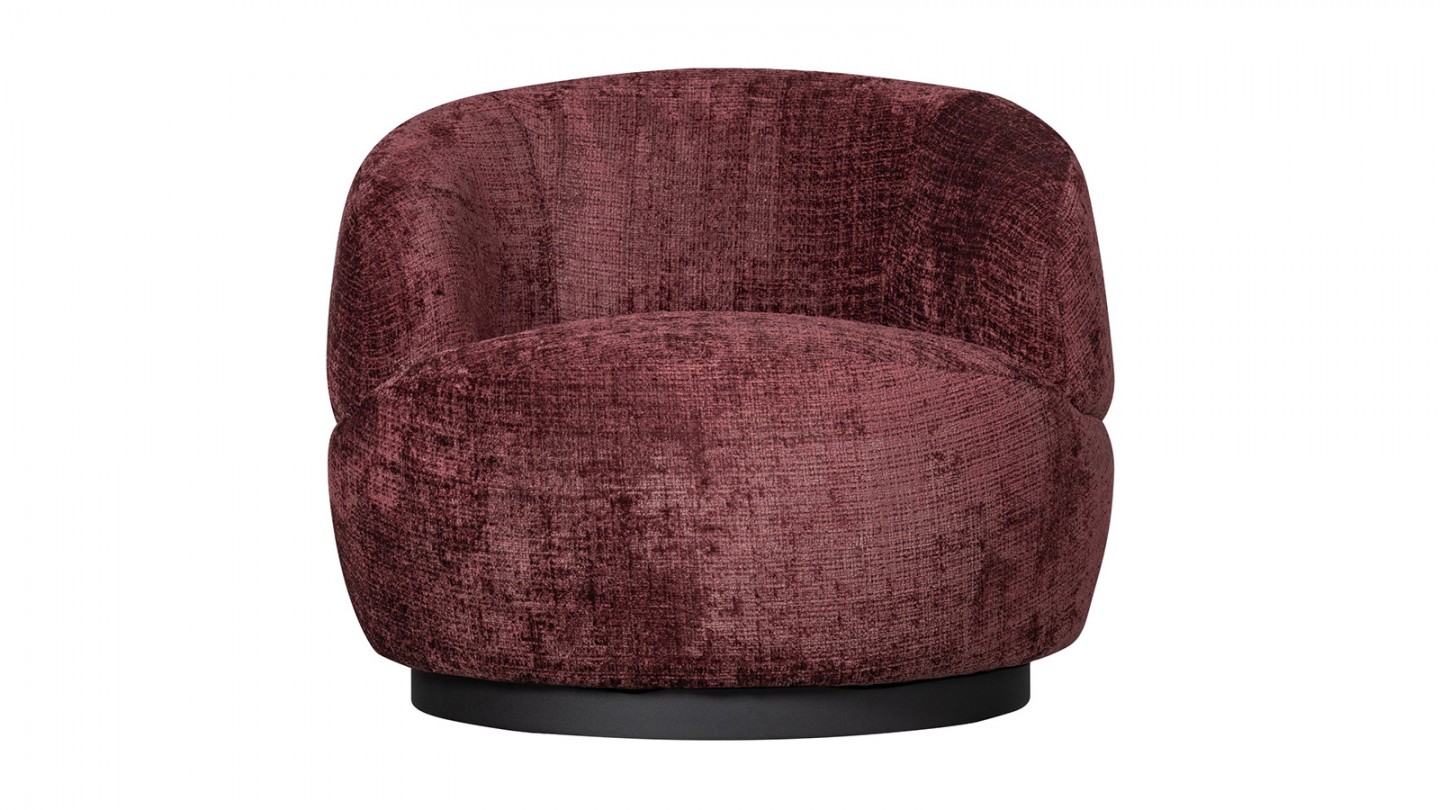 Fauteuil pivotant en tissu chenille aubergine - Woolly