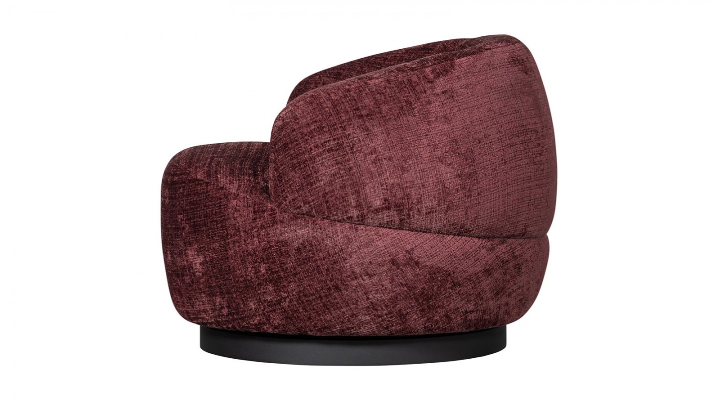 Fauteuil pivotant en tissu chenille aubergine - Woolly