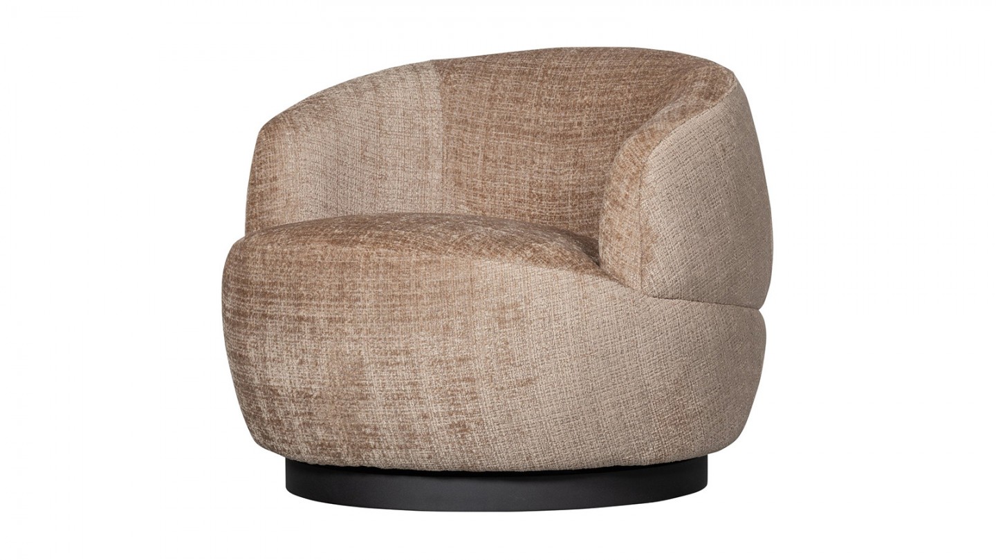 Fauteuil pivotant en tissu chenille sable - Woolly