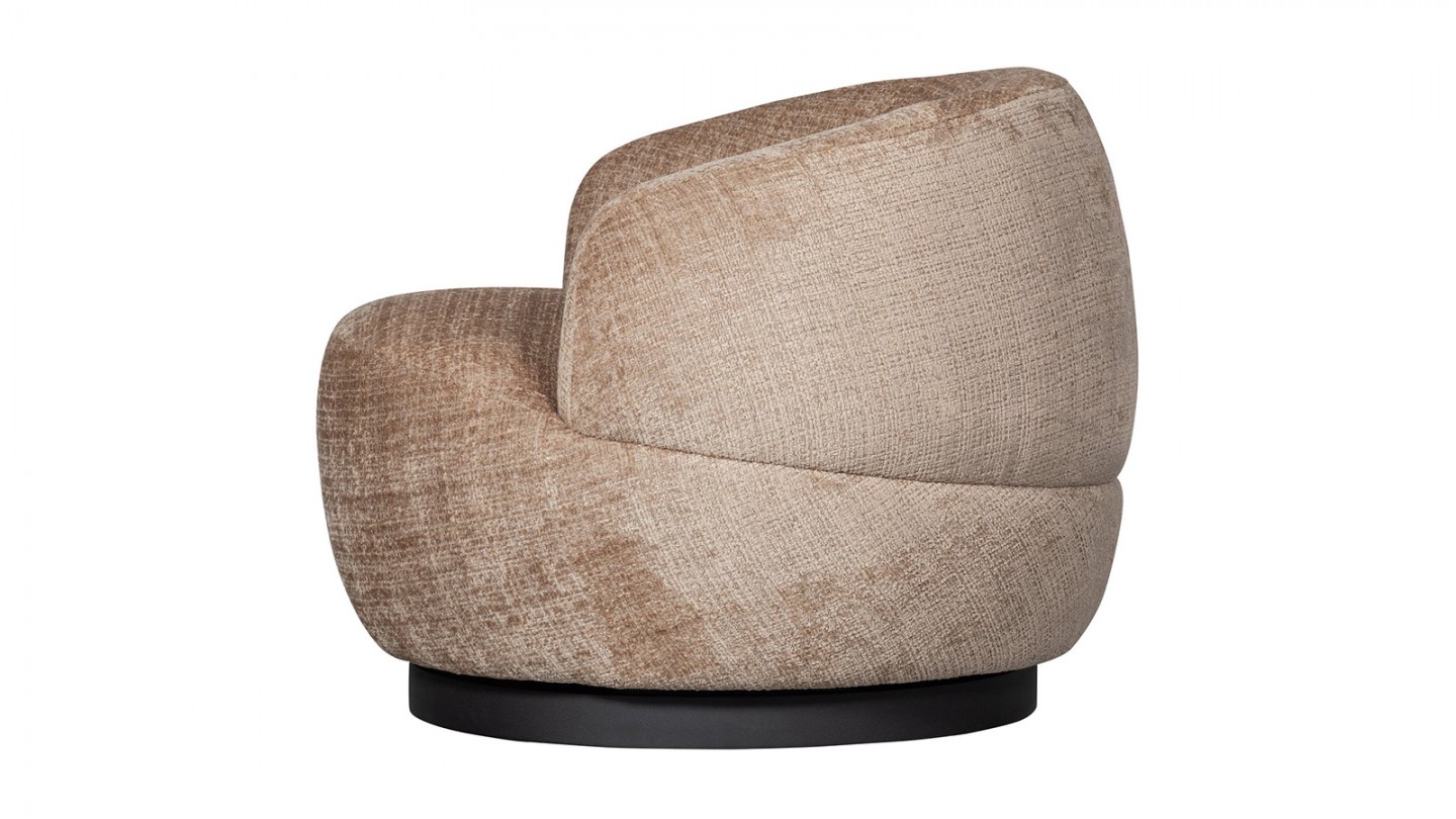 Fauteuil pivotant en tissu chenille sable - Woolly