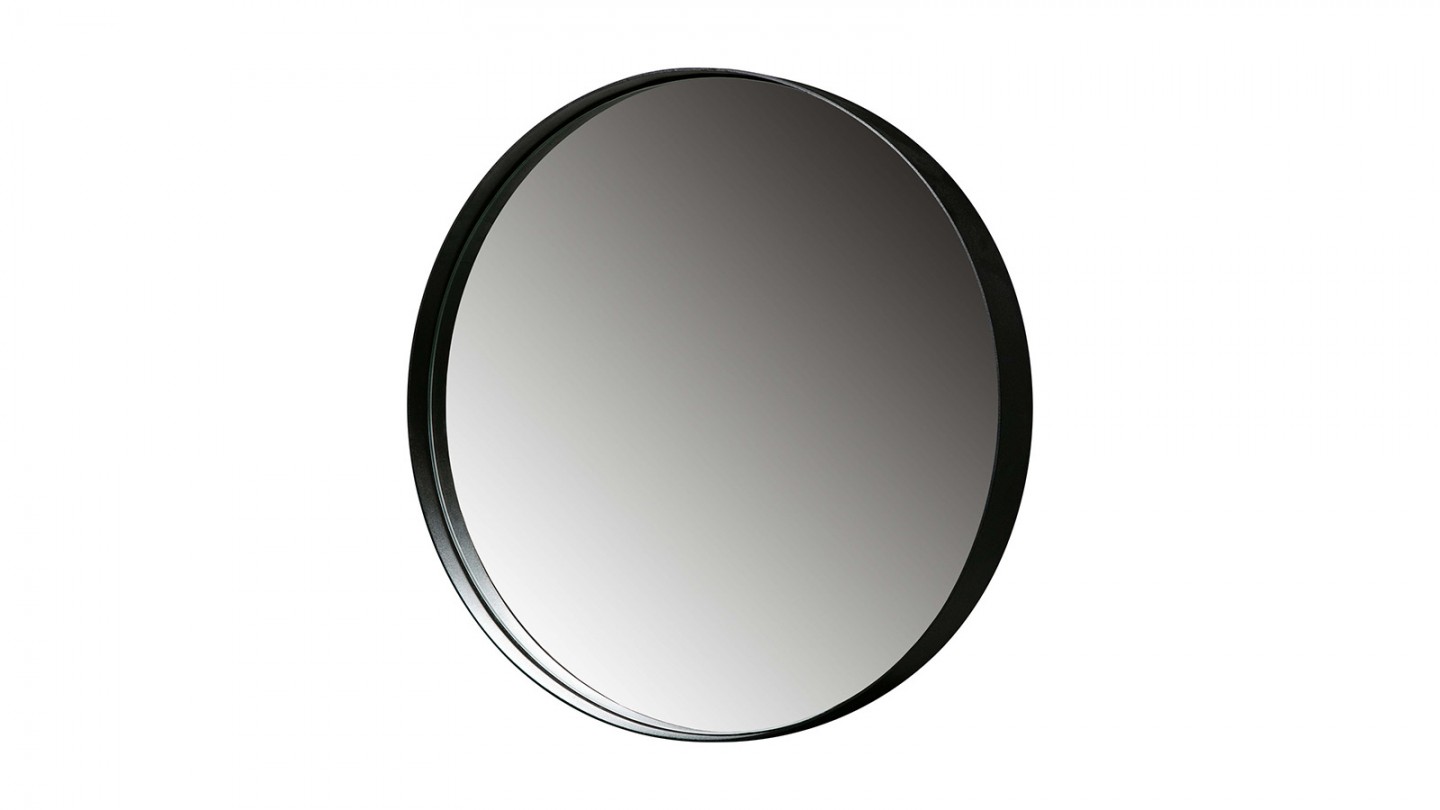 Miroir rond 50 cm en métal noir - Doutzen