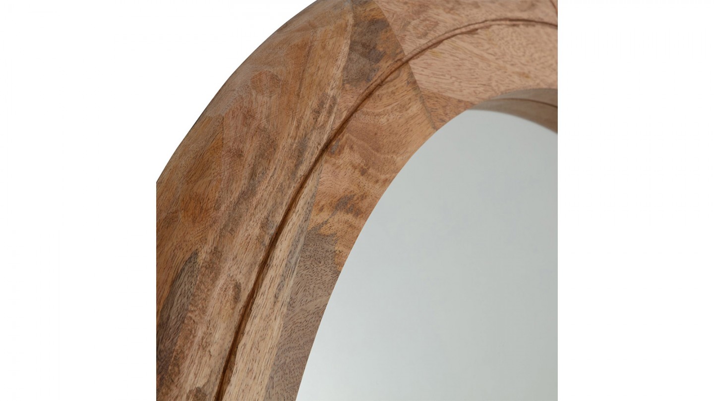 Miroir rond en bois de manguier 100cm - Rion