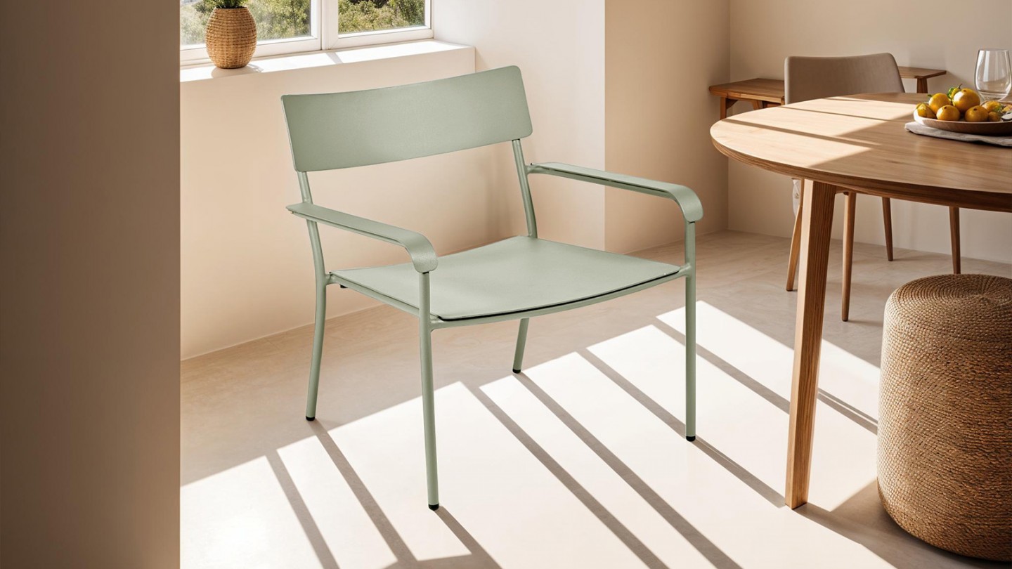 Lot de 2 fauteuils avec accoudoirs en aluminium vert - Collection August