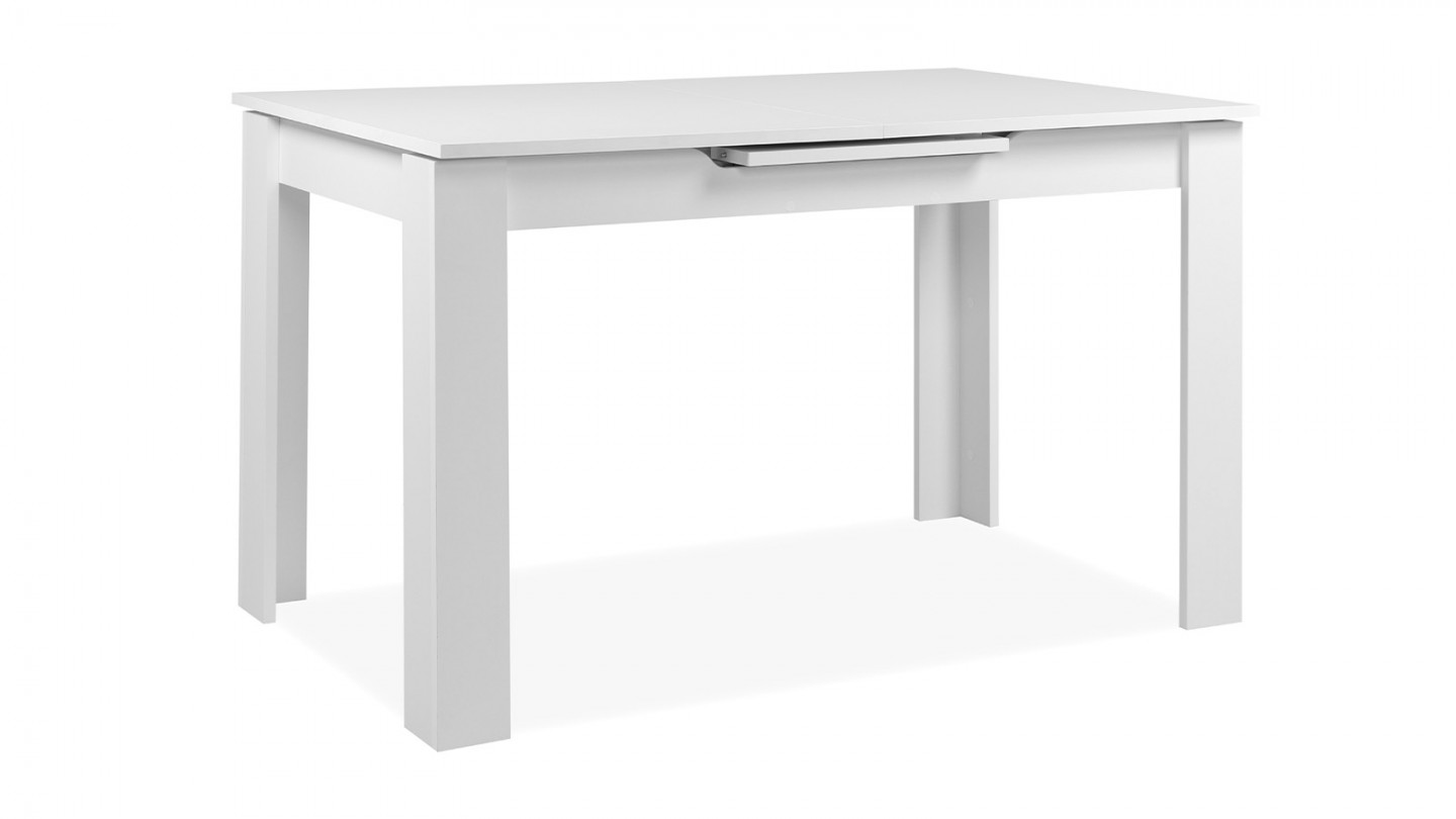 Table à manger extensible 4/6 personnes blanche 125/165 cm - Lars