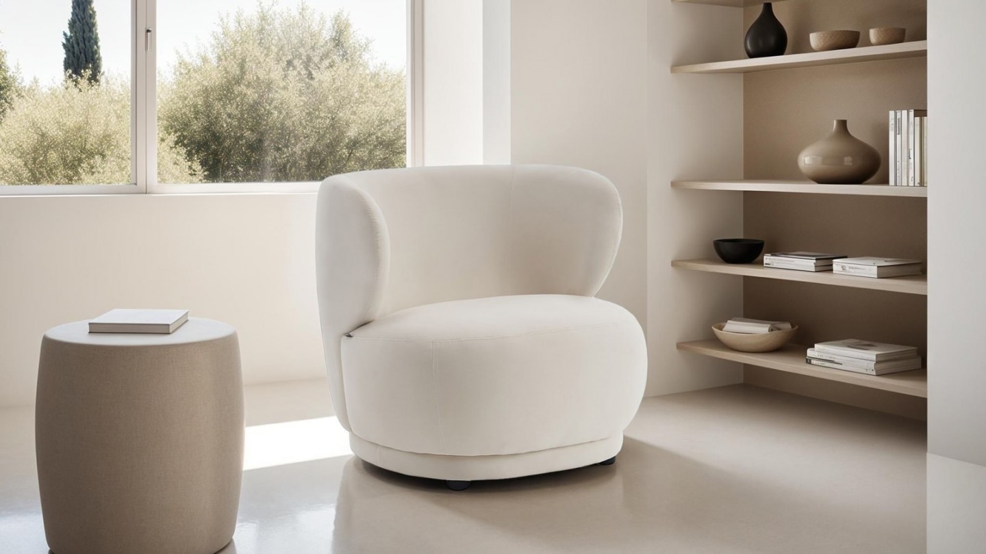 Fauteuil en velours beige - Ester