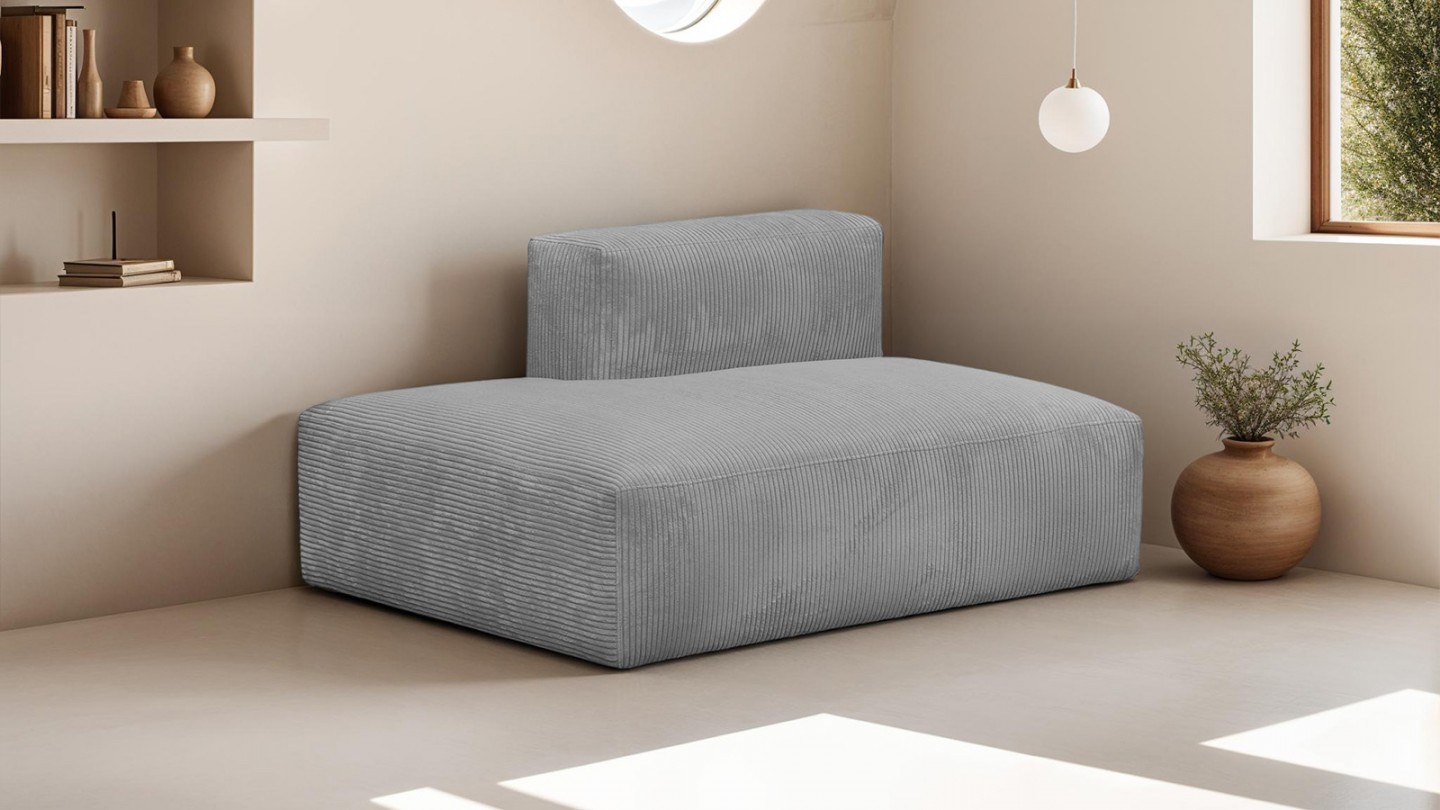 Module d'angle ouvert à gauche 2 places en velours côtelé gris clair - Modulo Module d'angle ouvert à gauche 2 places en velours côtelé gris clair - Modulo