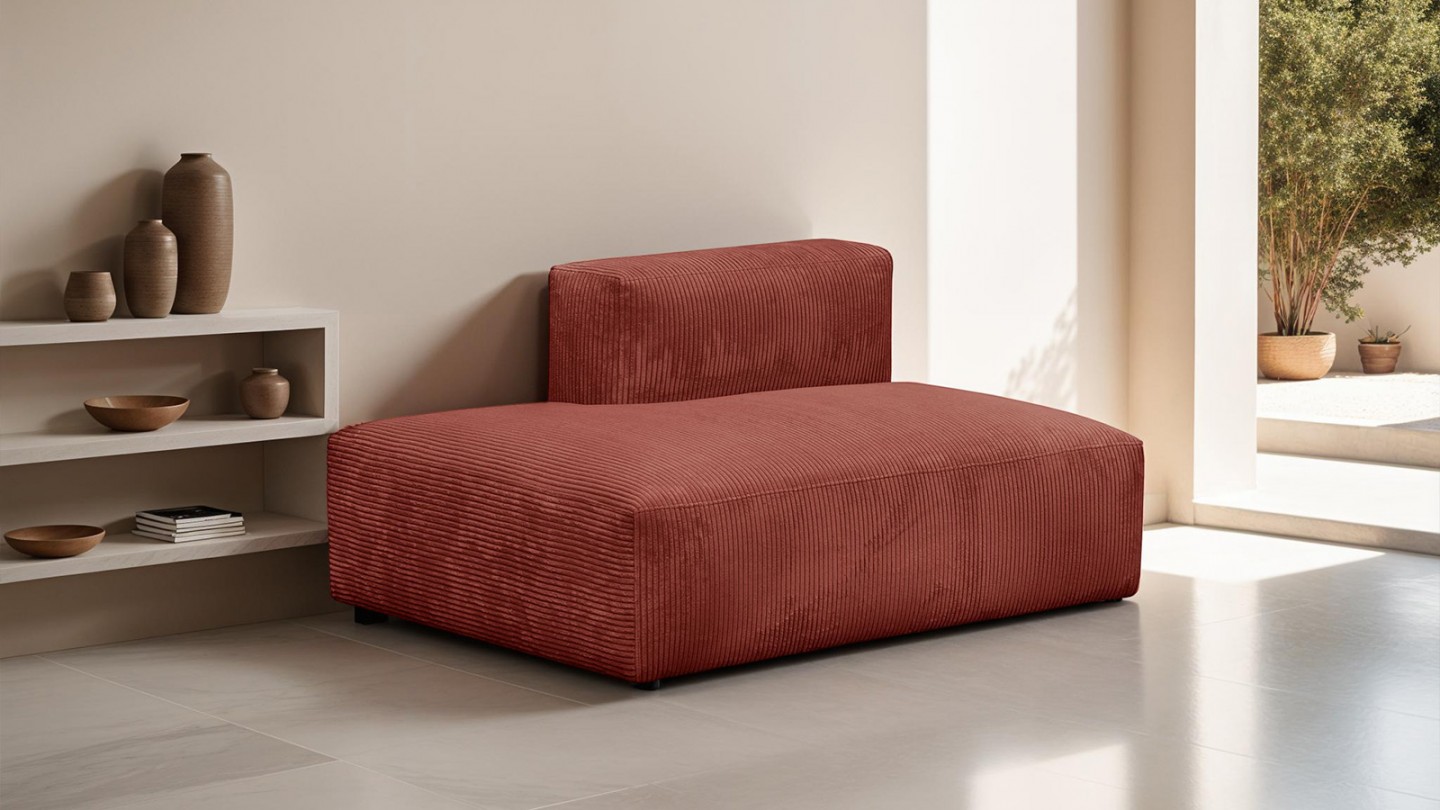 Module d'angle ouvert à gauche 2 places en velours côtelé rouille - Modulo Module d'angle ouvert à gauche 2 places en velours côtelé rouille - Modulo