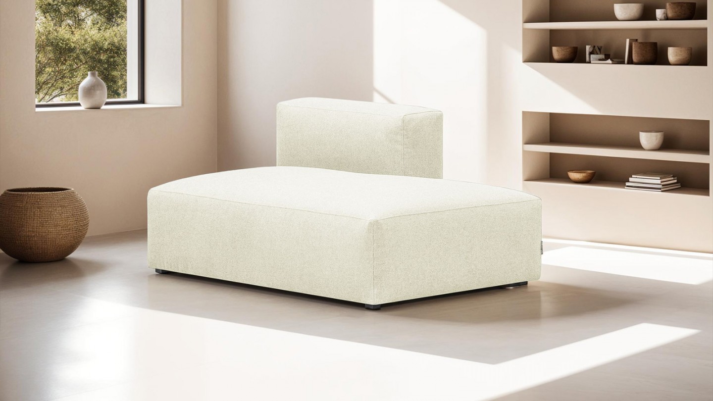 Module d'angle ouvert à droite 2 places en tissu ivoire - Modulo
