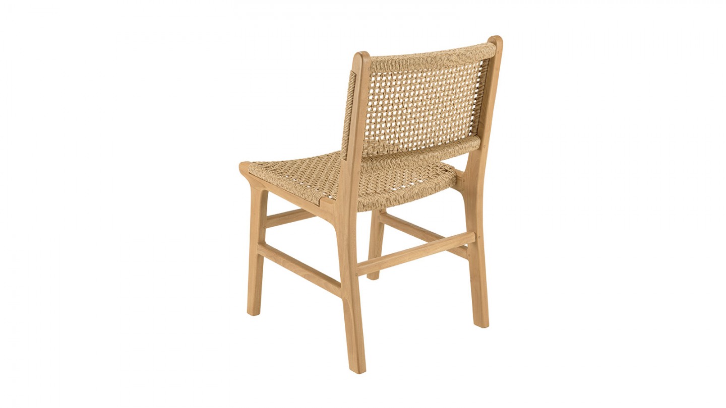 Lot de 2 chaises jardin teck naturel rotin synthétique beige VALERIA