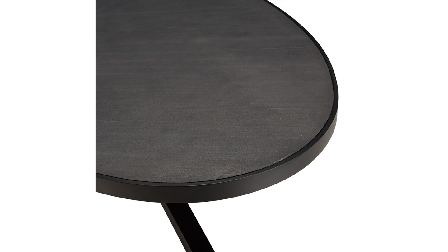 Table à manger ovale plateau noir effet pierre 220 cm - Basile