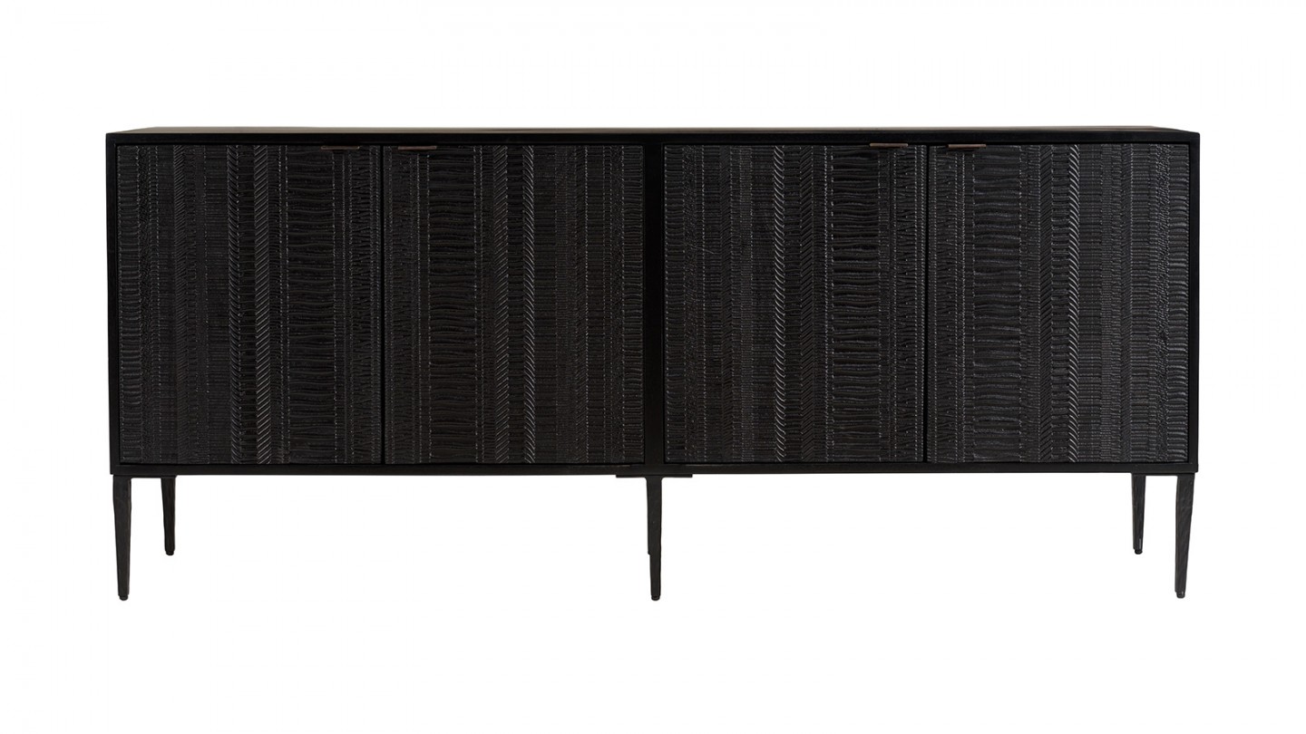 Buffet en manguier noir 4 portes sculptées 175cm - Gloria