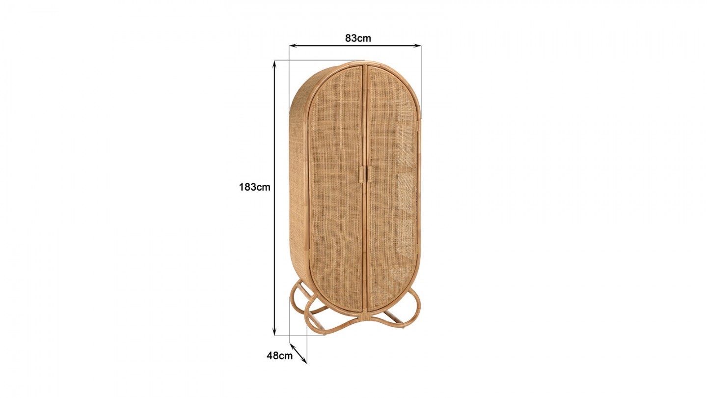 Armoire en rotin et cannage 2 portes - Kally