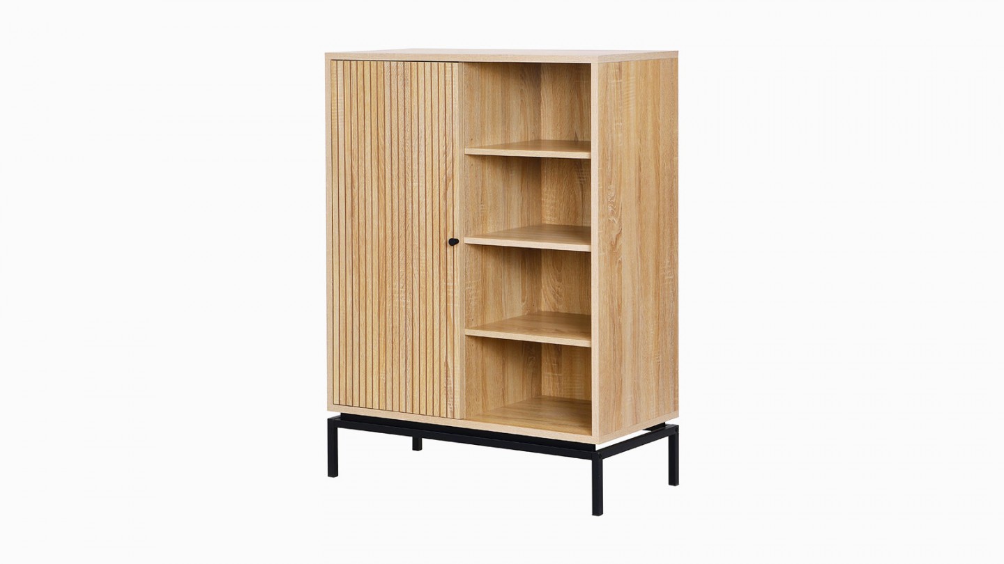 Bibliothèque 1 porte 4 niches effet bois 80 cm - Talia