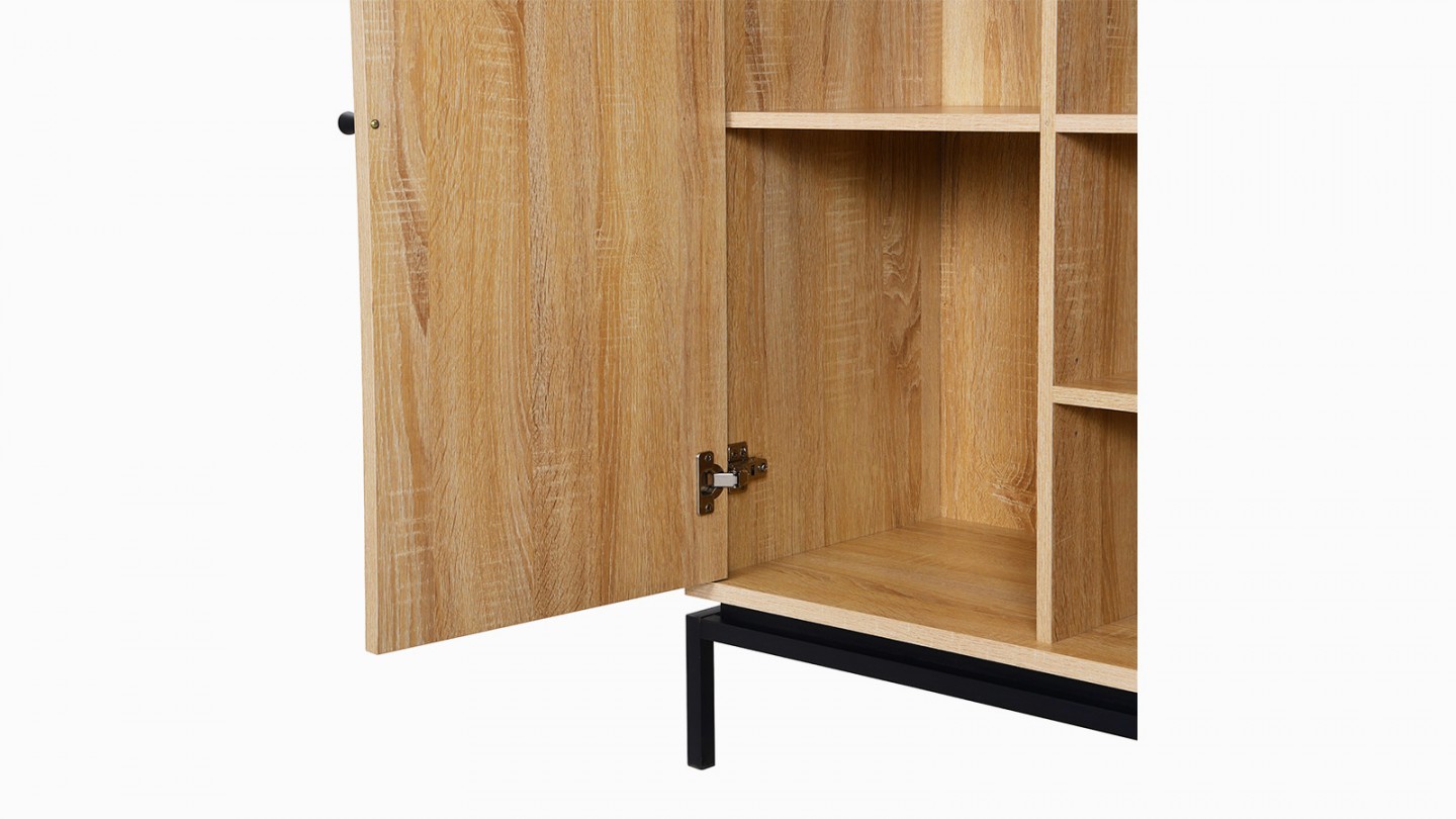 Bibliothèque 1 porte 4 niches effet bois 80 cm - Talia